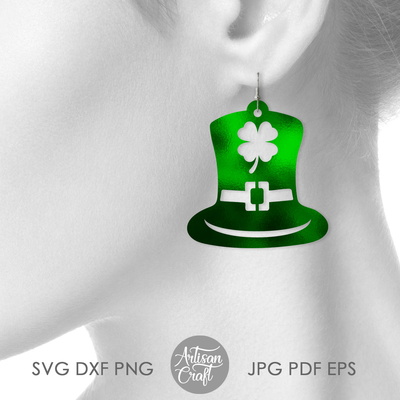 St Patrick's day earrings, leprechaun hat, SVG cut file - Artisan Craft - 002
