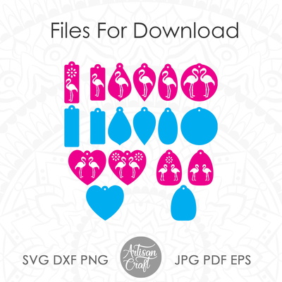 用於製作熱帶珠寶的火烈鳥耳環 svg 切割文件 - Artisan Craft - 002