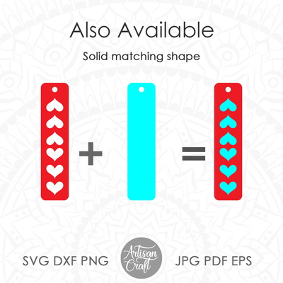 帶有心形的條形耳環 svg 雷射切割文件 - Artisan Craft - 002