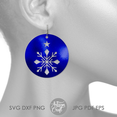 雪花耳環 svg、雷射切割檔、單線 svg - Artisan Craft - 003