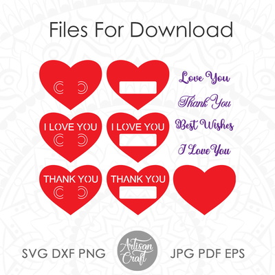 錢卡模板，心型 svg，情人節錢卡 - Artisan Craft - 002