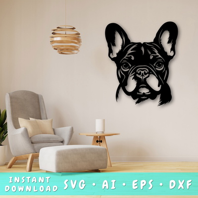 法國鬥牛犬 雷射 svg - HappyDesignStudio - 001