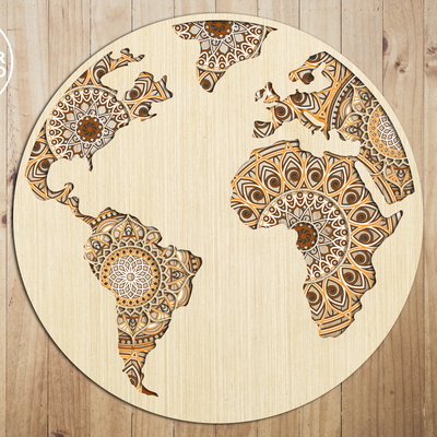 Multilayer GLOBE Laser Cut and Paper Cut Template - LaserCutano - 004