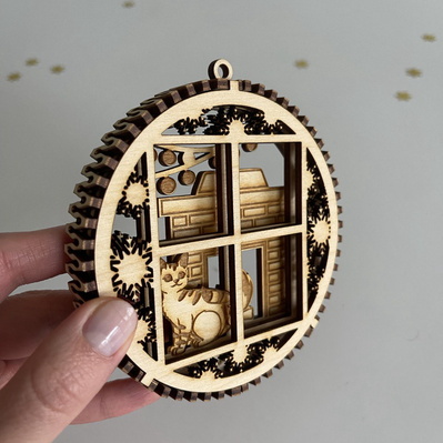 Christmas Ornament Scene decoration - LaserCutano - 006