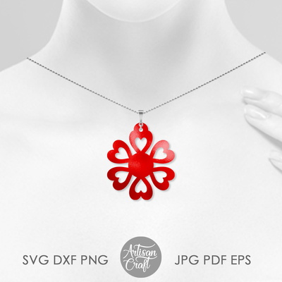 圓形心形耳環 svg 剪切文件 - Artisan Craft - 004