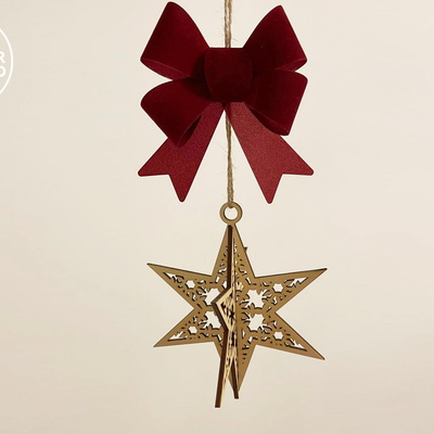 Set of 10 Christmas Star Ornaments, Christmas Tree Decor - LaserCutano - 002