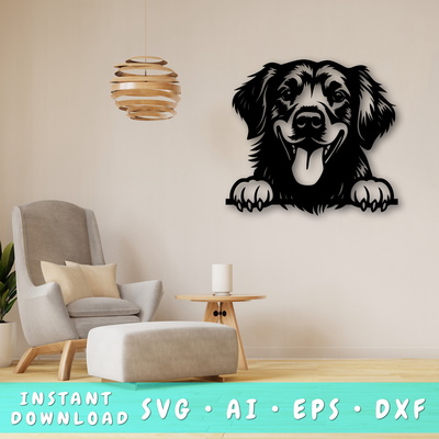 偷看黃金獵犬雷射 svg，狗爪印 - HappyDesignStudio - 001