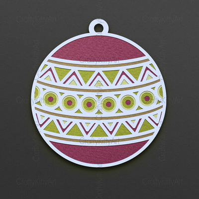 聖誕球裝飾品擺設，3d分層svg dxf png文件 - CraftyKittyArt - 001