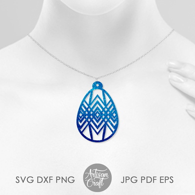 復活節耳環 svg 顯示帶有幾何藝術的複活節彩蛋 - Artisan Craft - 003