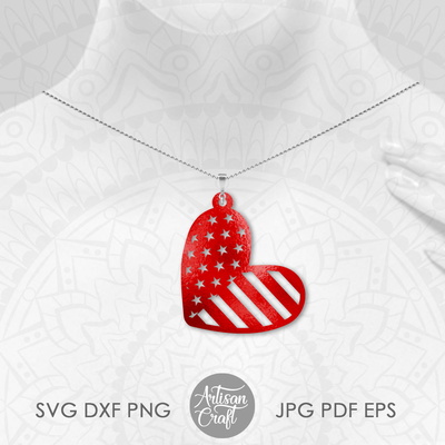 American flag earrings SVG, fourth of July earrings, USA  - Artisan Craft - 005