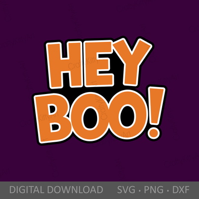 Hey Boo SVG, Boo sign SVG, Cute and Fun Halloween lettering - CraftyKittyArt - 001