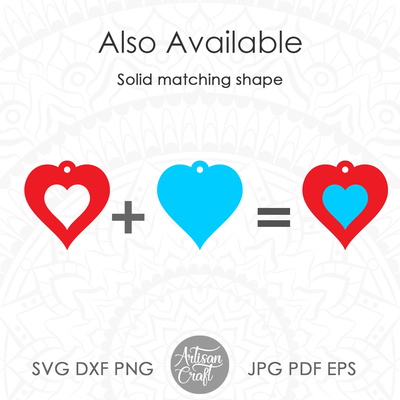 Heart earrings SVG, Valentine Earrings SVG  - Artisan Craft - 002