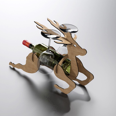 Wine and glasses rack Deer for housewarming gift  - LazerCutPro - 002
