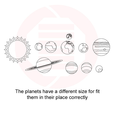 Laser cut SVG template Solar System puzzle school supplies - Daniel San - 003