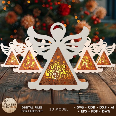 Christmas Angel Decorations Set  - LaserCutano - 001