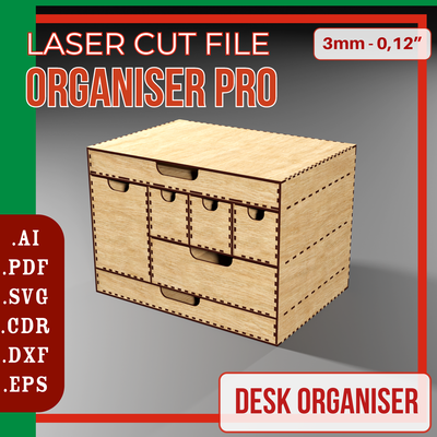 辦公桌收納件 svg | 7抽屜收納盒|雷射切割文件 