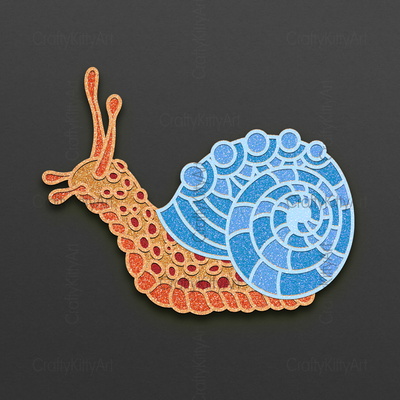 蝸牛，可愛的曼陀羅蝸牛，3d 分層 svg dxf png 文件 - CraftyKittyArt - 001