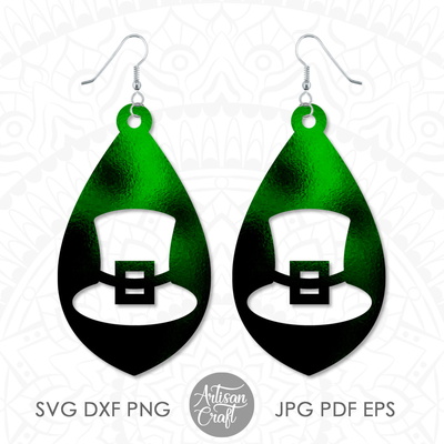 St Patrick' day earring SVG, Shamrock earrings - Artisan Craft - 003