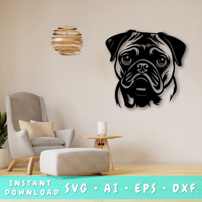 Pug Laser SVG - HappyDesignStudio - 001