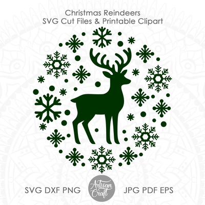 聖誕馴鹿 svg、剪切檔、馴鹿輪廓 svg - Artisan Craft - 005
