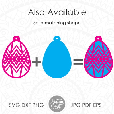 復活節耳環 svg 顯示帶有幾何藝術的複活節彩蛋 - Artisan Craft - 005