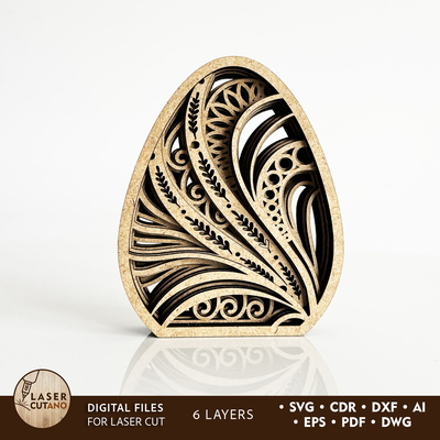 Set of 5 Multilayer Easter Eggs Templates - LaserCutano - 001