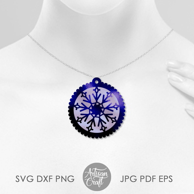 Snowflake earrings SVG, laser cut earrings, Christmas  - Artisan Craft - 003