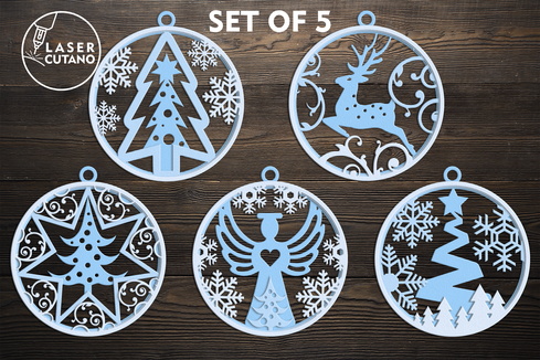 Christmas Tree Round Ornaments Christmas Tree Round Ornaments - LaserCutano - 002