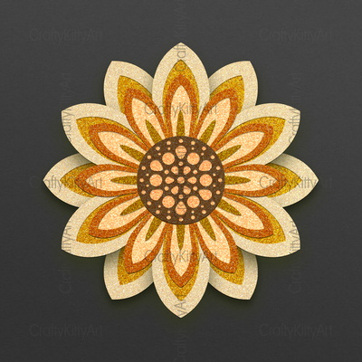 向日葵, 向日葵, 3d 分層 svg dxf png 文件 - CraftyKittyArt - 001