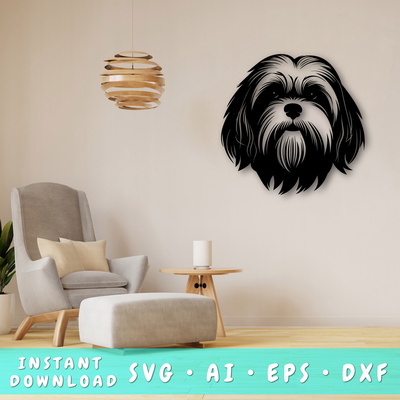 Lhasa Apso Laser SVG  - HappyDesignStudio - 001