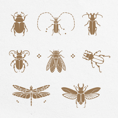 Insect pattern set: 8 pieces