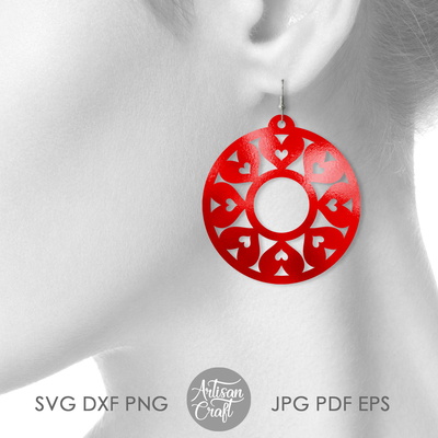 圓形心形耳環 svg 剪切文件 - Artisan Craft - 003