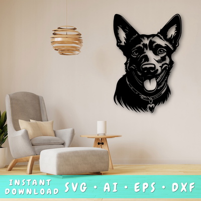 Australian Cattle Dog Laser SVG - HappyDesignStudio - 001