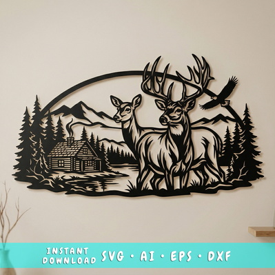 Deer Family Metal Wall Art SVG | Wildlife Plasma Cut File