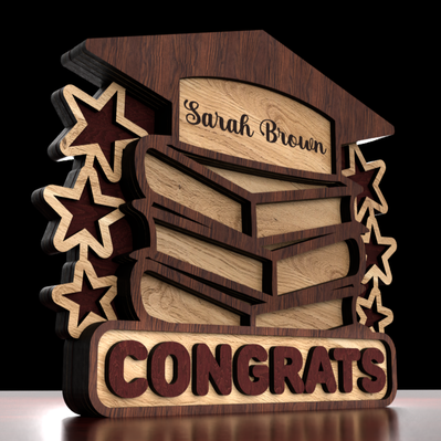 Personalized Grad Stand Decoration with Name - LaserCutano - 001