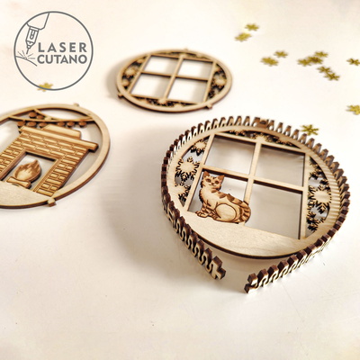 Christmas Ornament Scene decoration - LaserCutano - 005