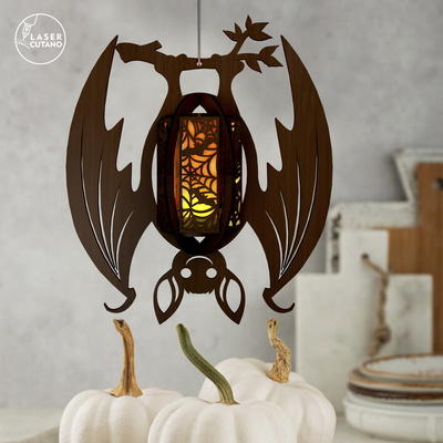 Laser Cut Halloween Bat Candlestick / Tealight Holder Set 2 - LaserCutano - 004