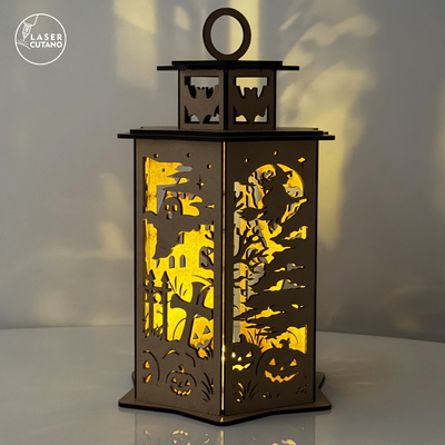 萬聖節燈籠 svg | 鬼屋女巫燭台 | - LaserCutano - 004