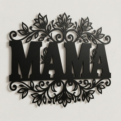 Mama Metal Wall Art SVG, Floral Mama Sign DXF - HappyDesignStudio - 003