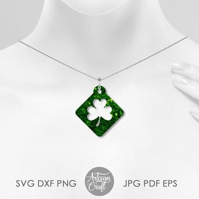 三葉草耳環 svg，聖派翠克節耳環，幾何 - Artisan Craft - 002