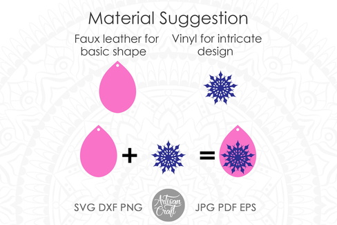 雪花耳環 svg,剪切文件,聖誕吊墜,分層 雪花耳環 svg,剪切文件,聖誕吊墜,分層 - Artisan Craft - 001