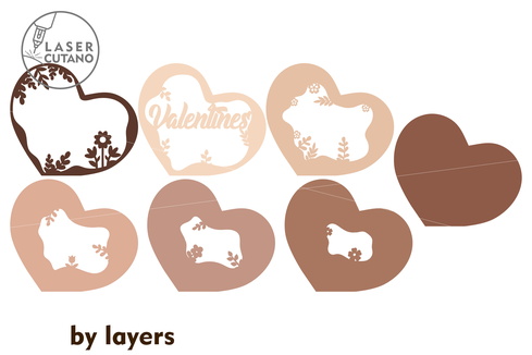 Valentines Day Heart Set Of 3 Laser Cut Template Valentines Day Heart Set Of 3 Laser Cut Template - LaserCutano - 002