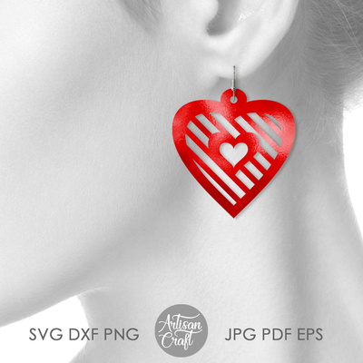 心型耳環 svg，情人耳環 svg - Artisan Craft - 005