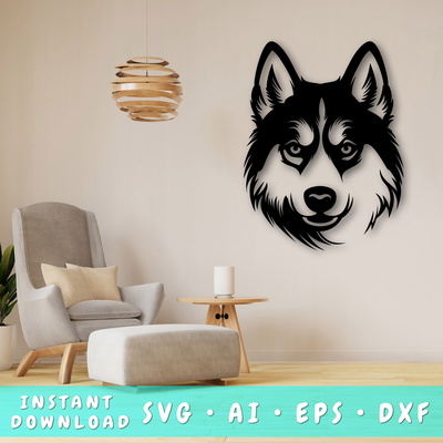 Siberian Husky Laser SVG - HappyDesignStudio - 001