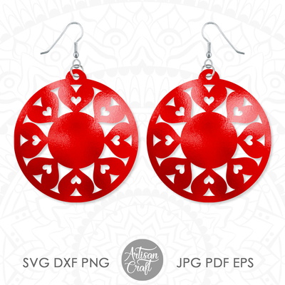 圓形心形耳環 svg 剪切文件 - Artisan Craft - 004