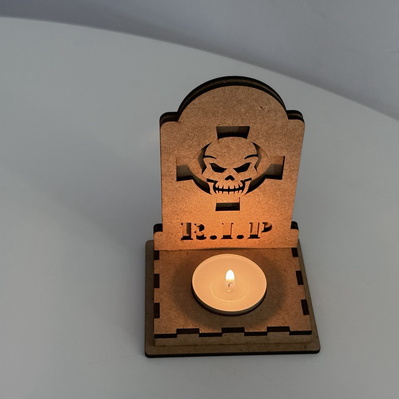 萬聖節 rip 骷髏燭台 | 墓碑燈籠 svg - LaserCutano - 004