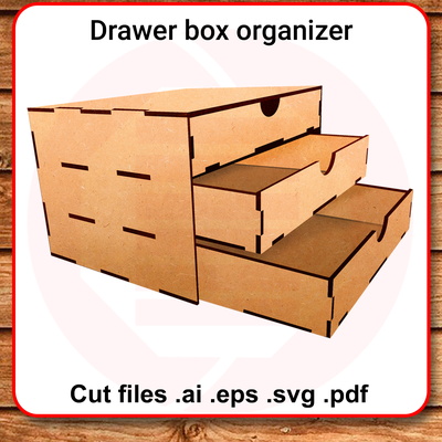 雷射切割抽屜盒 svg 辦公桌收納盒向量模板