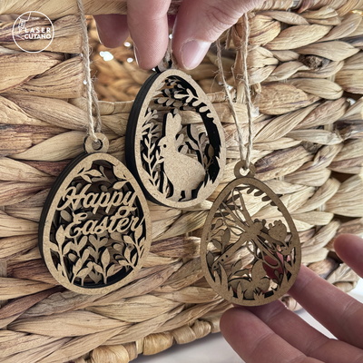 復活節快樂裝飾標籤 - LaserCutano - 004