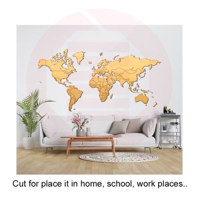 雷射切割世界國家地圖向量模板 mdf 木材 - Daniel San - 006