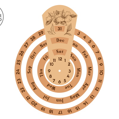 附時鐘的萬年木日曆 - LaserCutano - 003